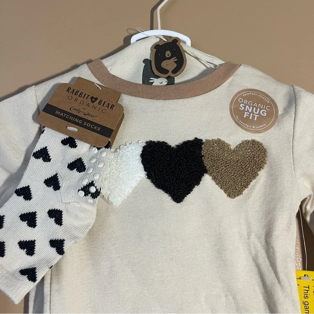 Heart Print Kids Pajamas Set Organic cotton 2T